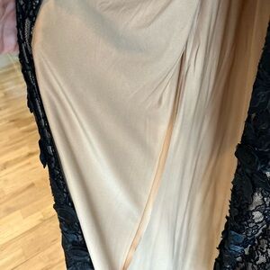 Jovani Elegant Black Lace Dress with Cream Lining